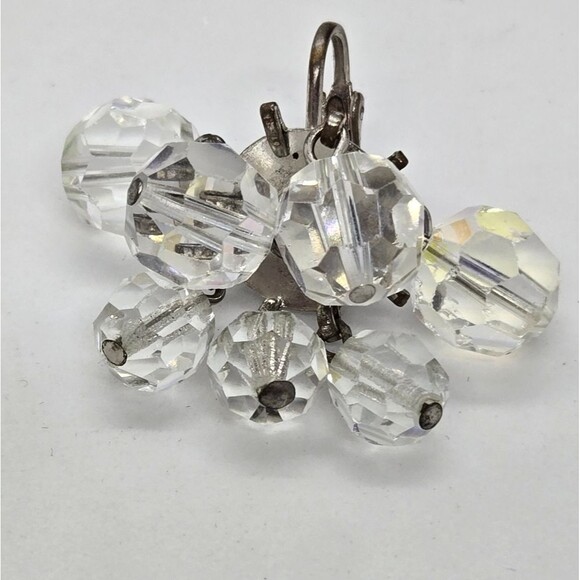 Vintage AB Crystal Cha Cha Clip-on Earrings Silver tone - Picture 6 of 6